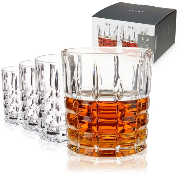 Viski Highland Rocks Glasses for Margarita, Whiskey Gifts, 10 oz, Set of 4