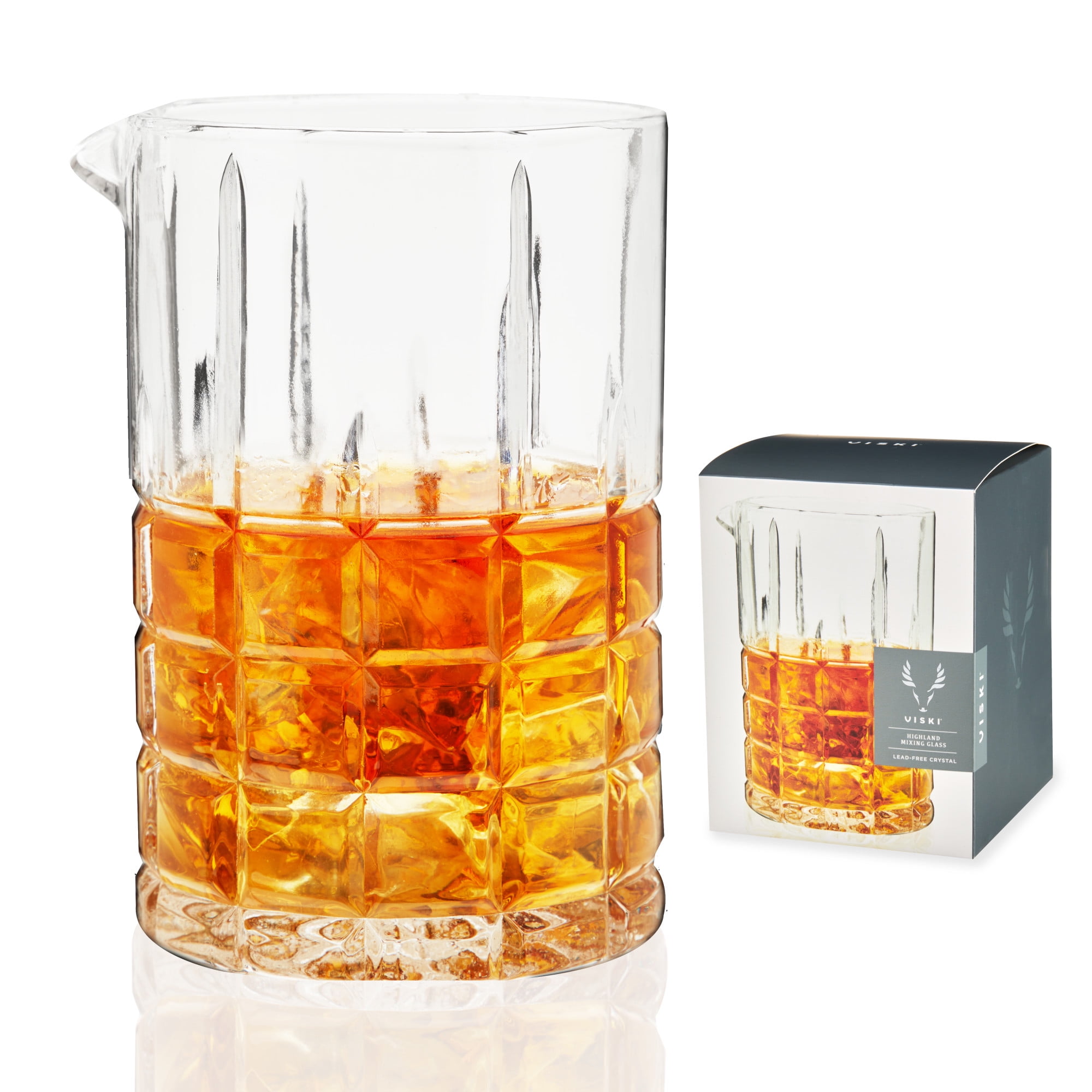 Viski Highland Mixing Glass - 18 Ounces, Crystal, Square-Cut