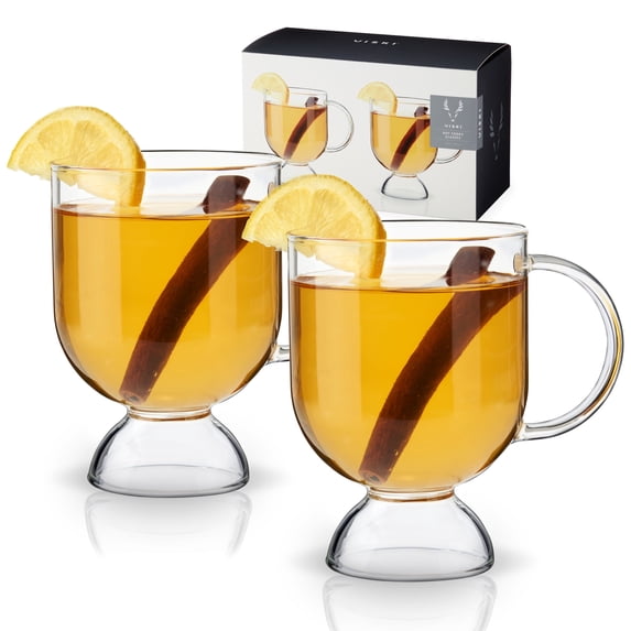 Viski Raye Hot Toddy Glasses, Irish Coffee Drinking Glasses Set of 2, 12 oz