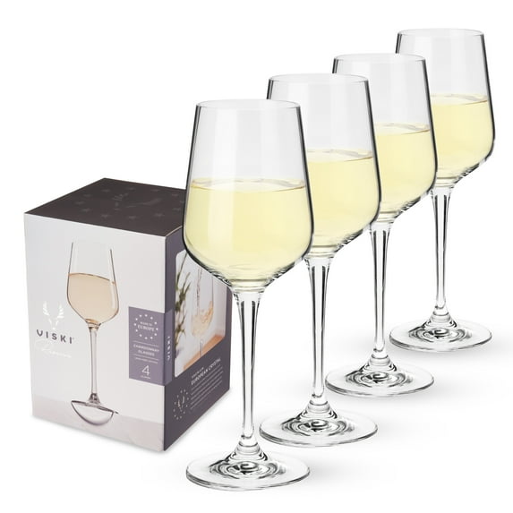 Viski Inez Crystal Chardonnay Wine Glasses, Wedding Gifts, 15oz Set of 4