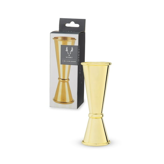 Viski Japanese Style Double Jigger for Cocktail Party, 1oz and 2oz, Gold