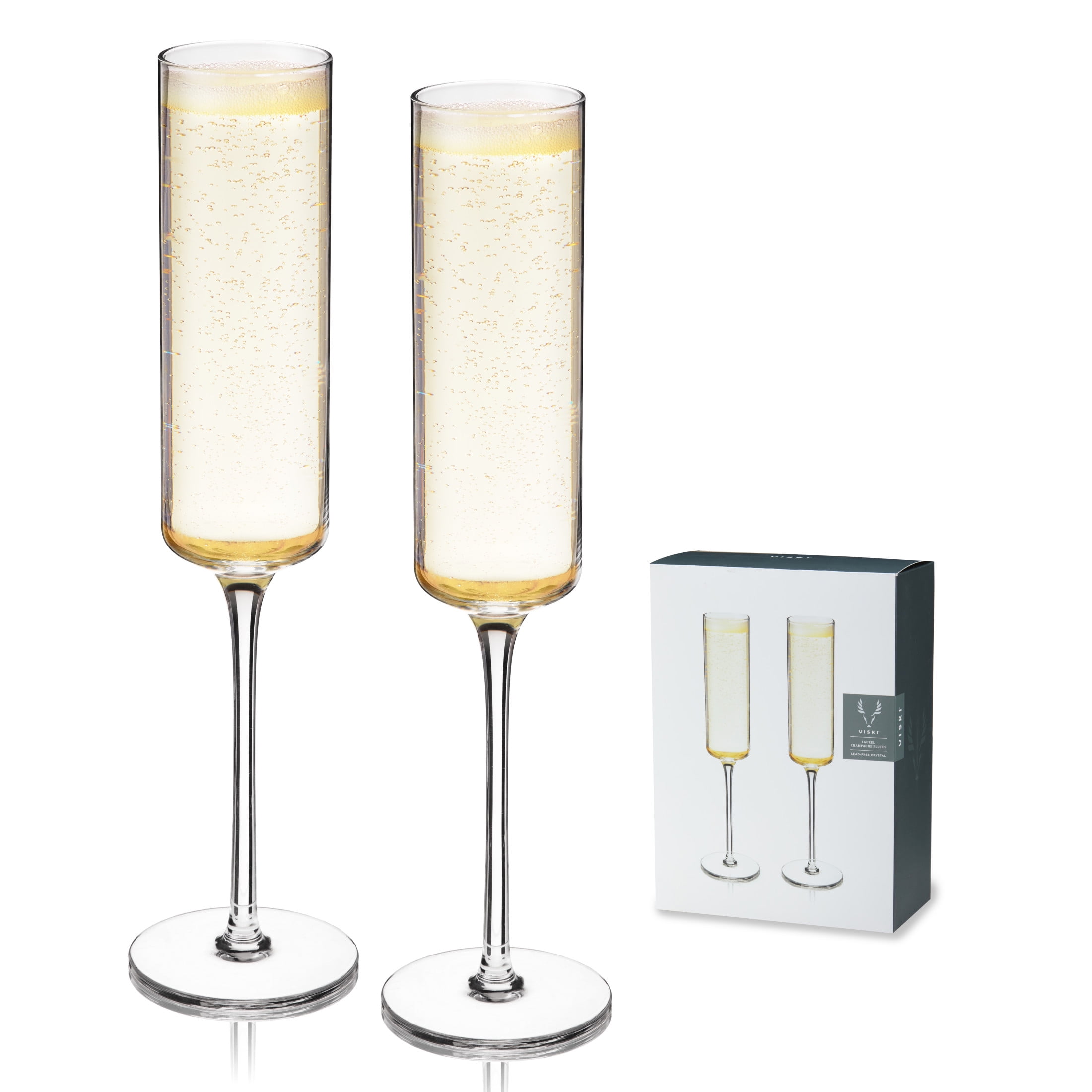 Viski Laurel Champagne Flutes for Home Bar, Wedding Gifts, 6.75 oz Set of 2