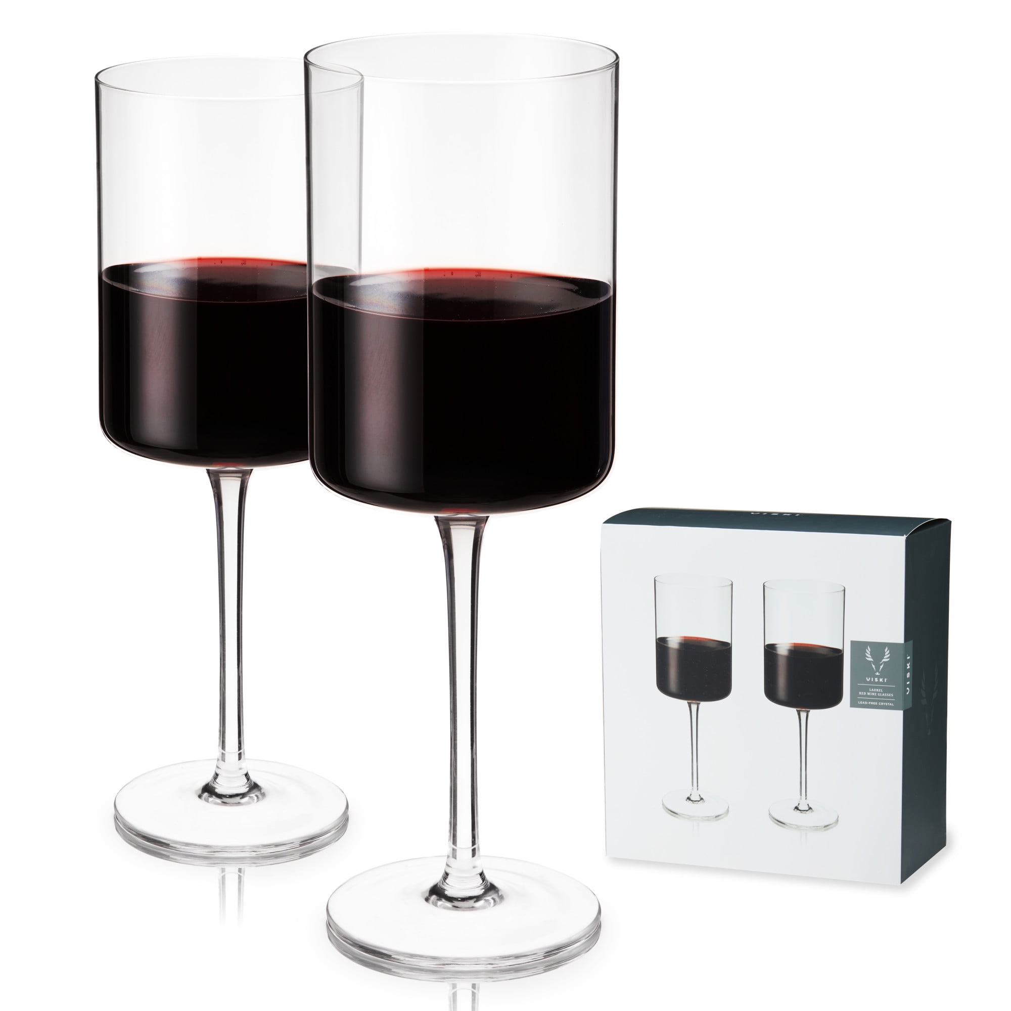 Viski Reserve European Crystal Burgundy Glasses, Crystal Red Wine Glasses, European Made Glassware, Stemmed Wine Glass Set, 31 oz, Set of 4
