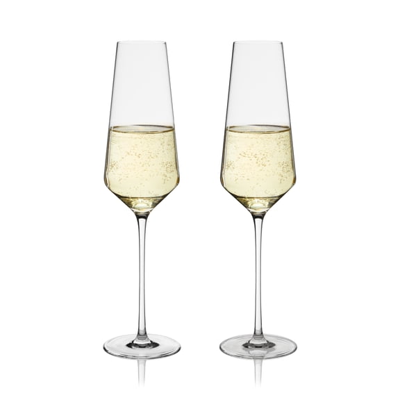 Viski Liminal Crystal Flutes for Home Bar, Wedding Gifts, 9 oz, Set of 2