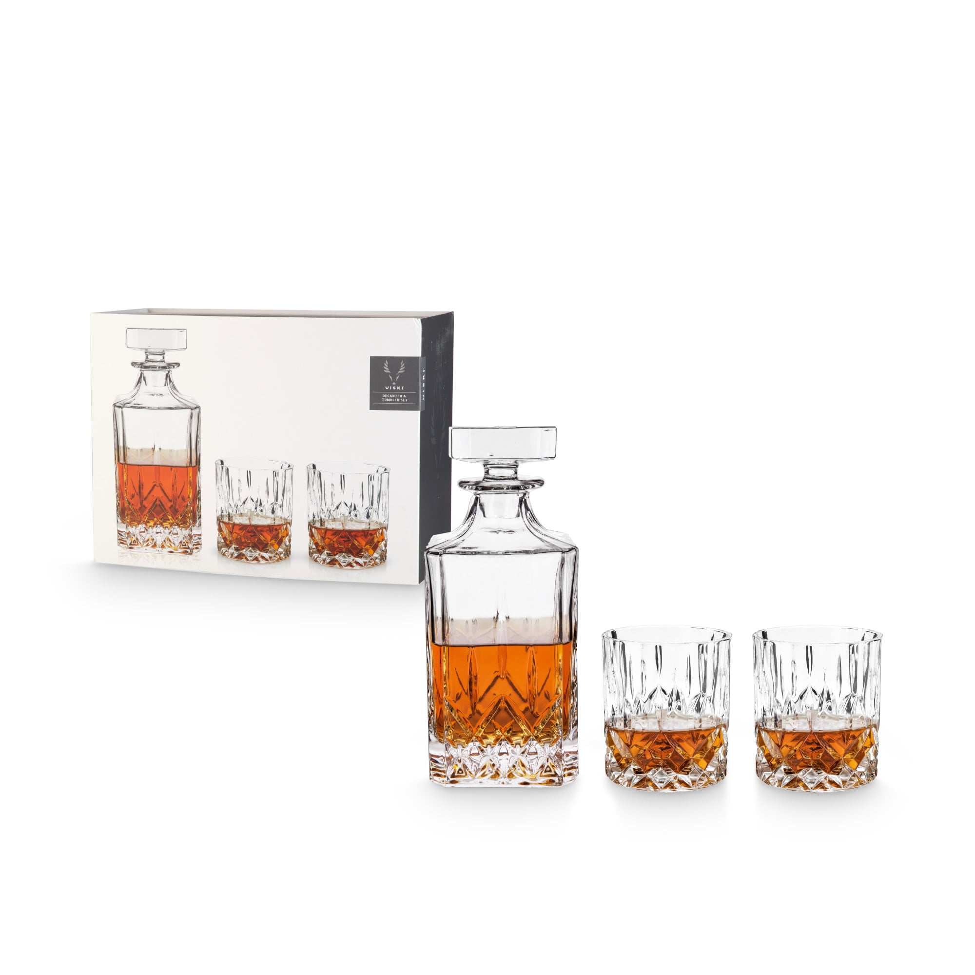 Viski Liquor Glass 30 oz & 9 oz Scotch Glass Decanter and Tumbler Gift Set