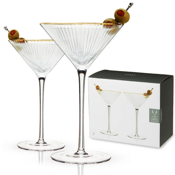 Viski Meridian Martini Glasses for Cocktail Party Gifts, 7.8 oz, Set of 2