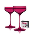 thumbnail image 1 of Viski Nouveau Champagne Coupe Glasses, Home Bar Gifts, 6.5oz Set of 2 Berry, 1 of 11