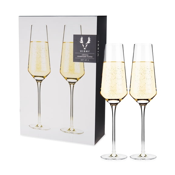 Viski Raye Champagne Flutes for Outdoor Party, Home Bar Gifts, 8oz Set of 2