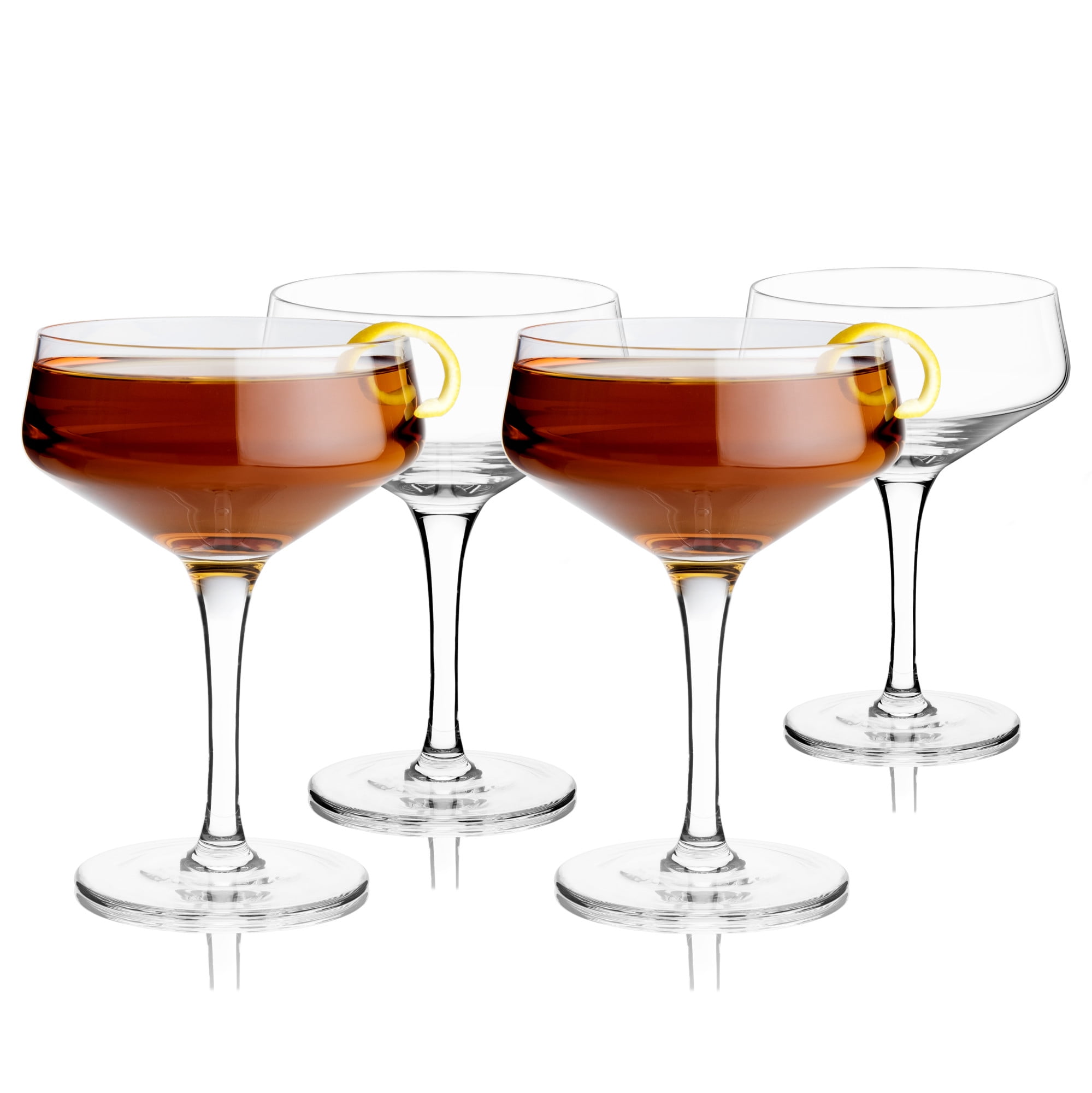 Viski Angled Stemmed Crystal Coupe Cocktail Glasses Set of 4