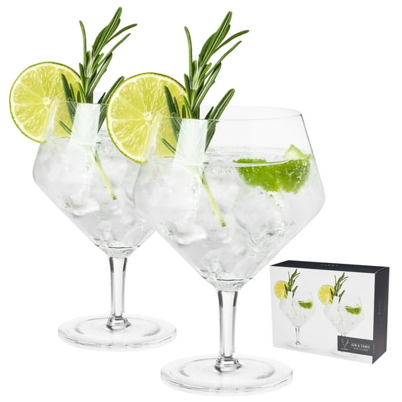 Viski Raye Angled Gin and Tonic Glasses, Wedding Gifts, 14oz Set of 2
