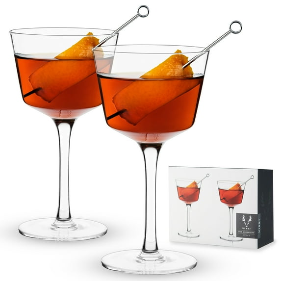 Viski Raye Nick and Nora Cocktail Glasses, Wedding Gifts, 6oz Set of 2