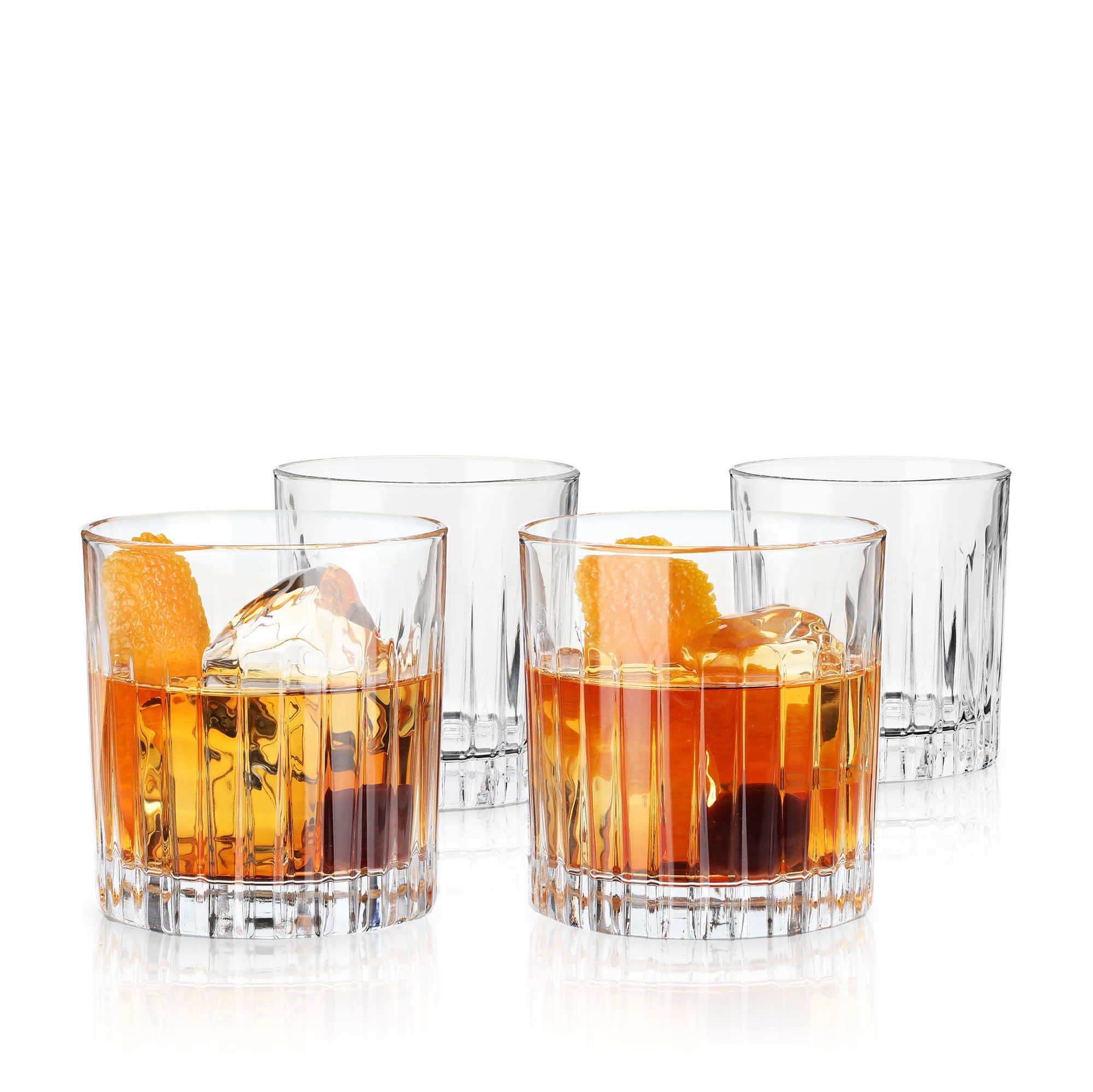 Viski Reserve European Lead-Free Crystal Rocks Glasses Set of 4