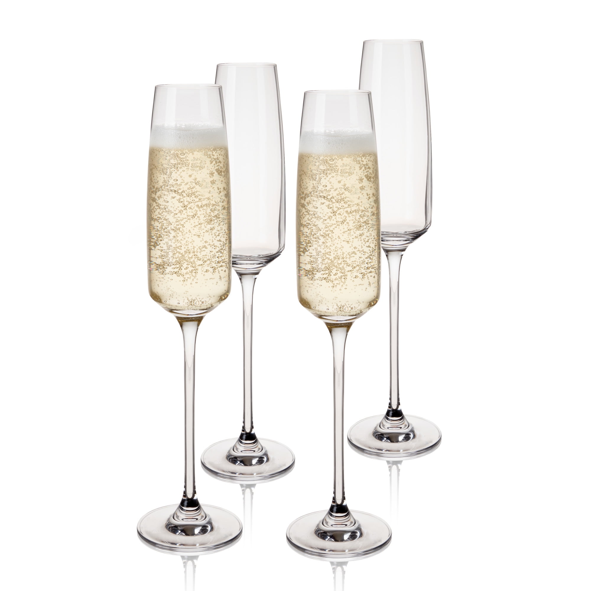 Julien 5.75oz Clear Crystal Champagne Flute Glasses Set of 4