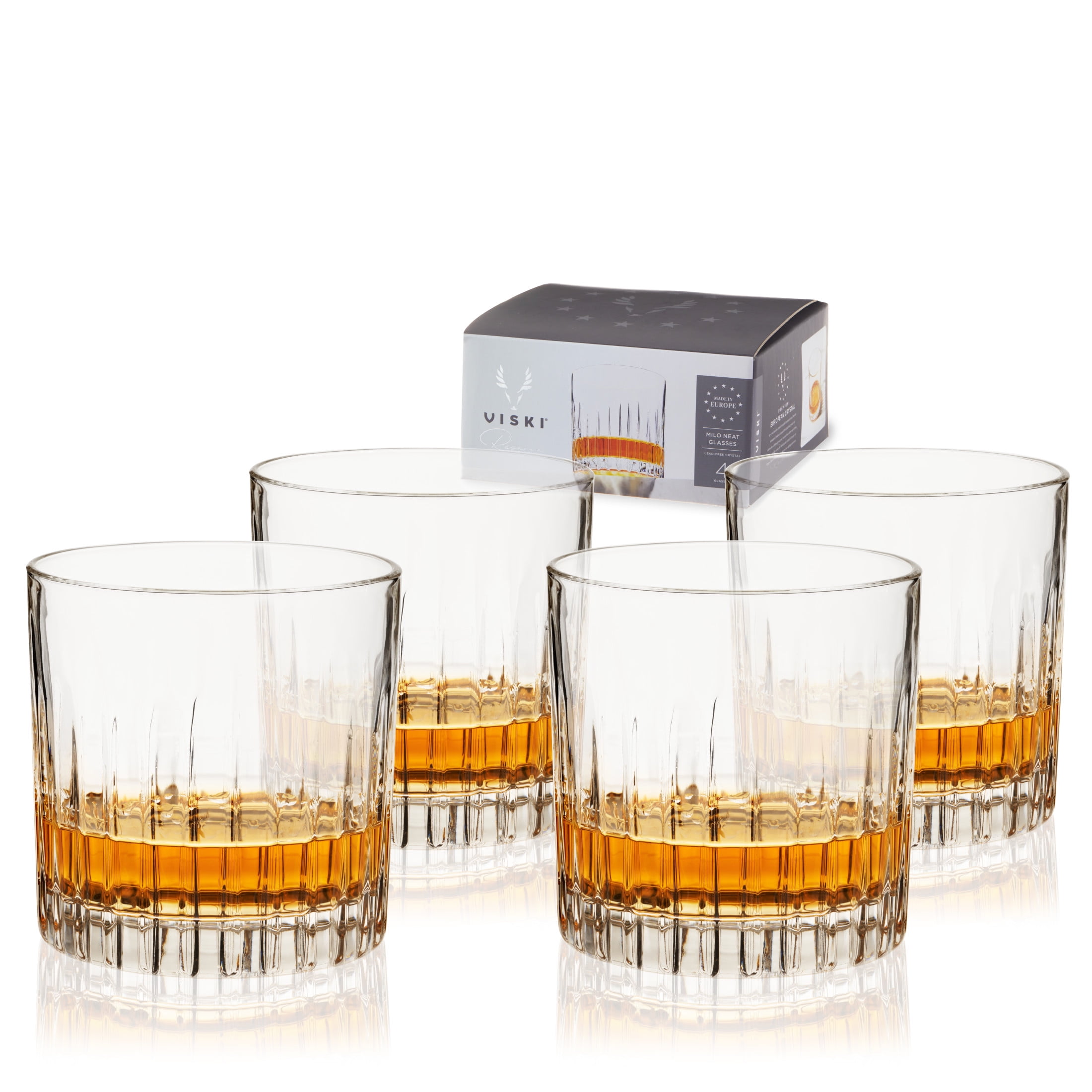 Elegant Clear Crystal Neat Glasses Set of 4