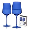 thumbnail image 1 of Viski Nouveau Wine Glasses for White and Red Wines, 22 oz, Set of 2, Cobalt, 1 of 5