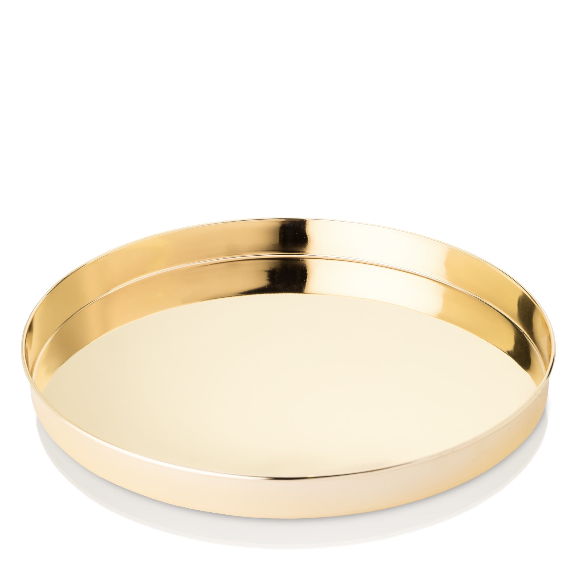 Gold Circular Stainless Steel Serving Tray, 12.5 Inch