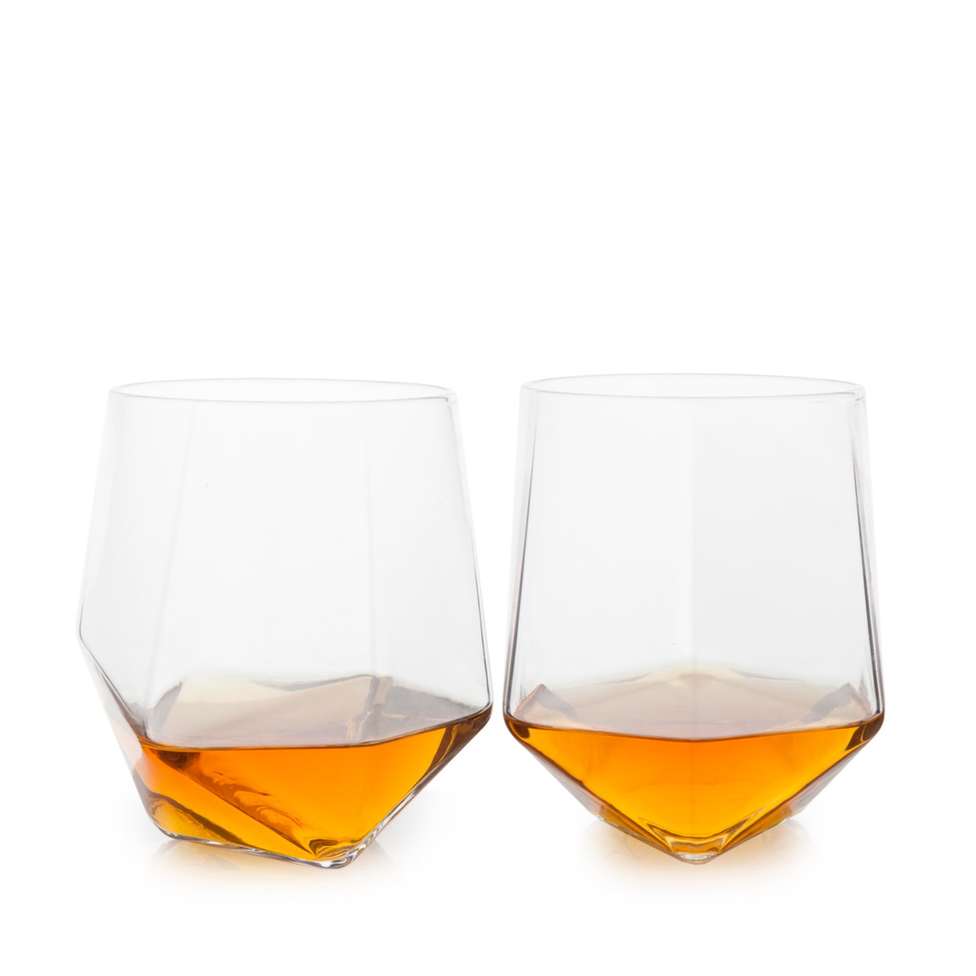 Seneca 11 oz Clear Faceted Lead-Free Crystal Lowball Tumblers Set