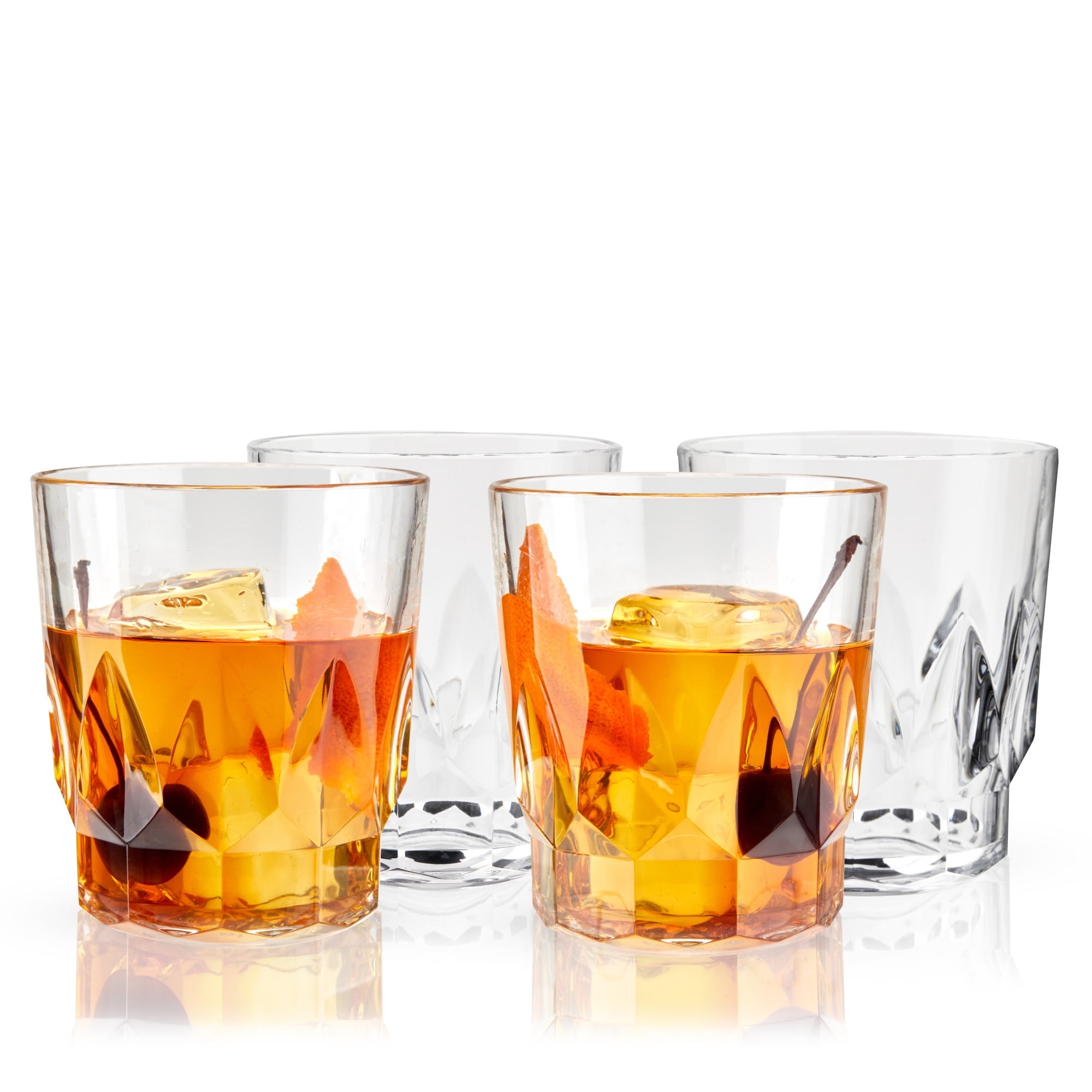 Viski Shatterproof Clear Acrylic Double Old Fashioned Glasses Set of 4