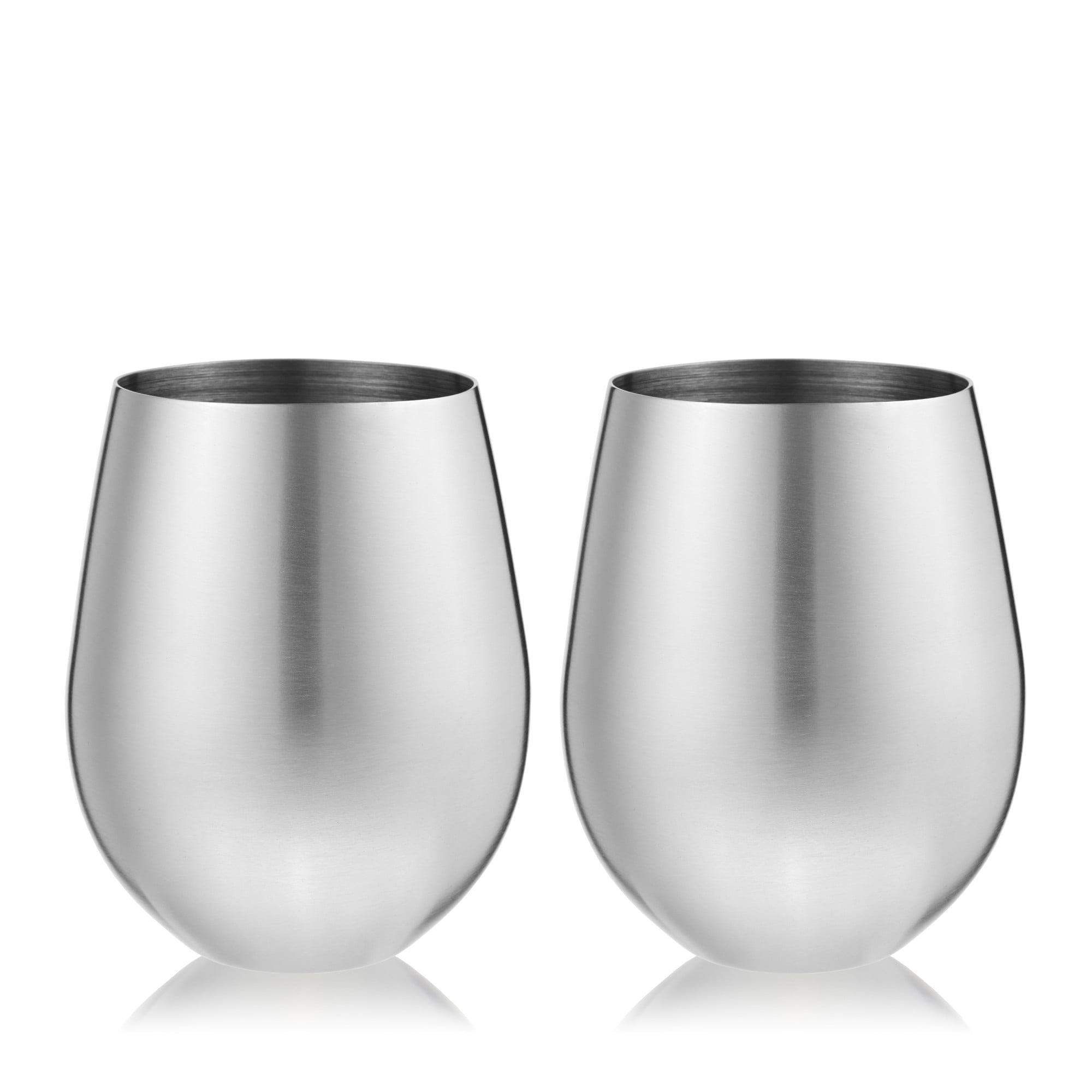 Viski Polished Stainless Steel Stemless Wine Tumblers Set of 2