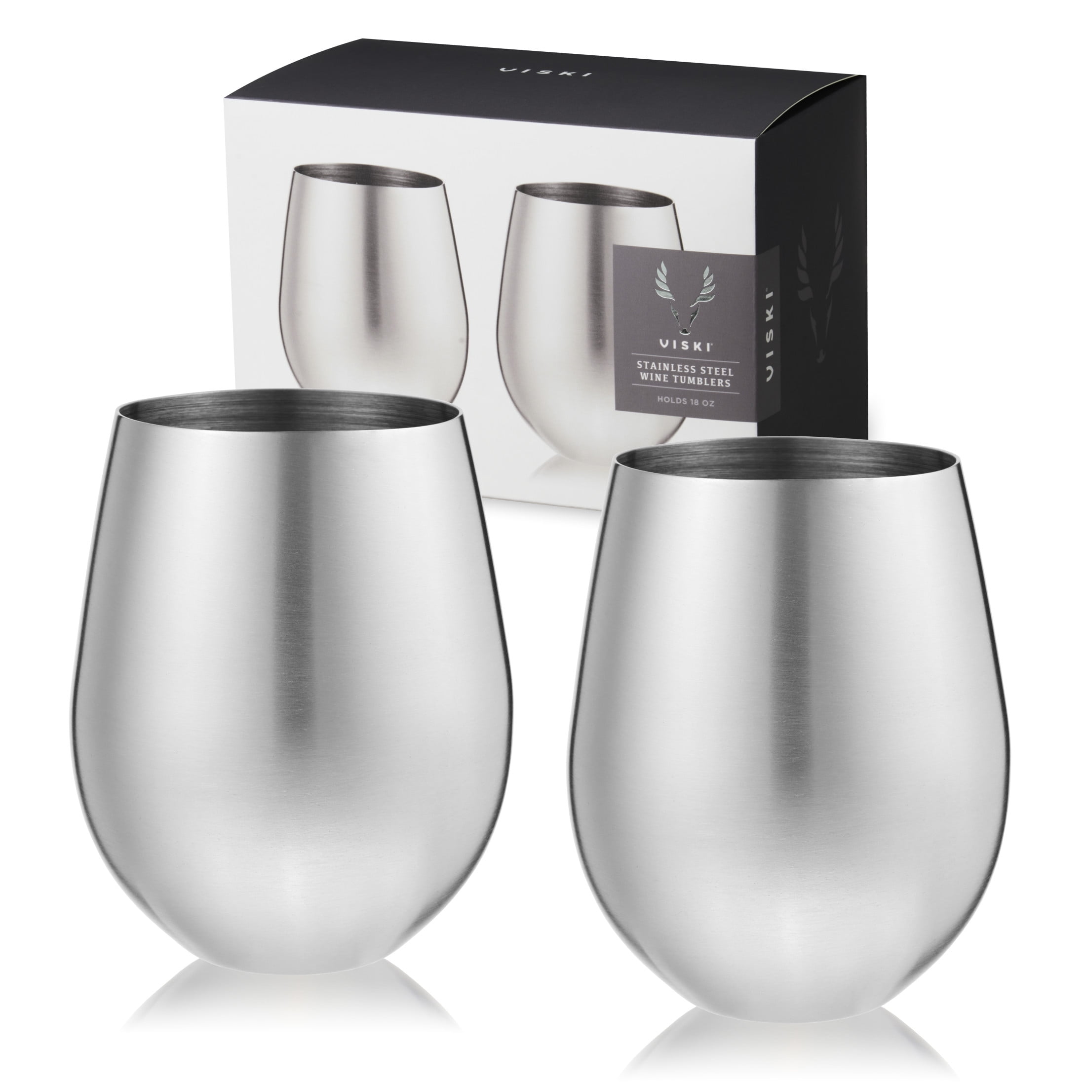 Viski Stainless Steel Tumblers for Patio, Outdoor Party, 18oz, Set of 2