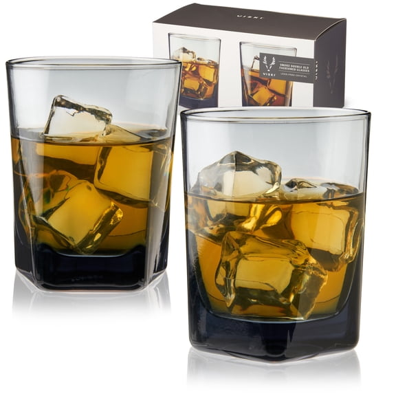 Viski Smoke Double Old Fashioned Glasses, Party Gifts for Men 10oz Set of 2