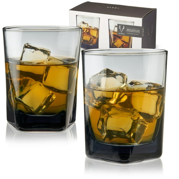 Viski Smoke Double Old Fashioned Glasses, Party Gifts for Men 10oz Set of 2