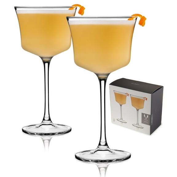 Viski Sour Glasses for Cocktails, Whiskey Sour, Glassware, 7.5oz Set of 2