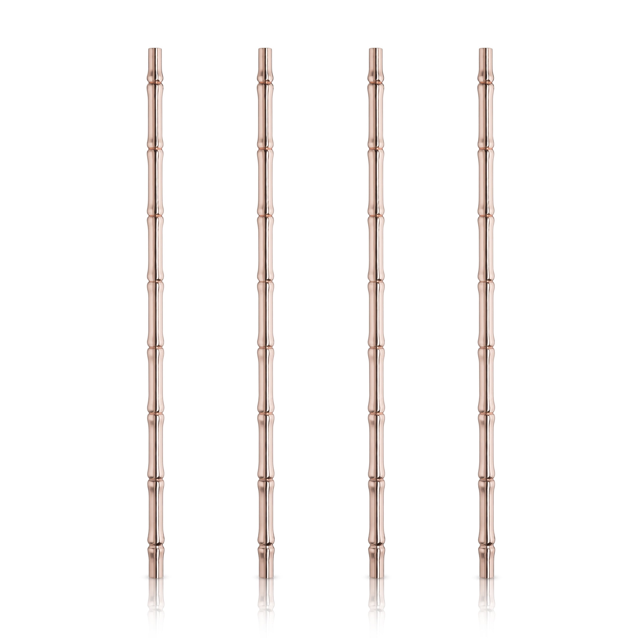 Viski 9.5" Reusable Copper Bamboo Finish Stainless Steel Straws
