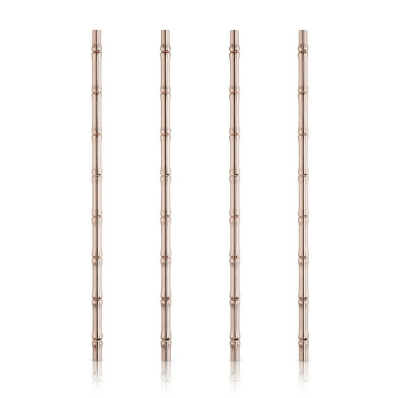 Viski Stainless Steel Cocktail Straws, Drinking Straws, Set of 4, Copper