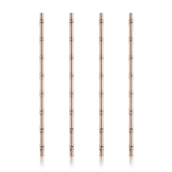 Viski Stainless Steel Cocktail Straws, Drinking Straws, Set of 4, Copper