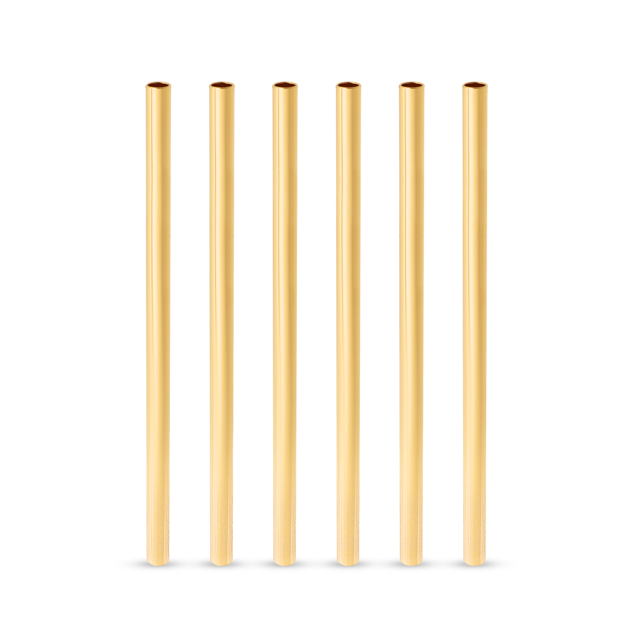 Viski Stainless Steel Cocktail Straws, Reusable Straws, 5" Set of 6