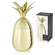 Viski Stainless Steel Pineapple Tumbler with Lid for Cocktails, 16 oz Gold