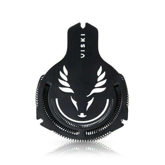 Viski Titanium Staghead Cocktail Strainer, Home Bar, Bartender Gifts, Black
