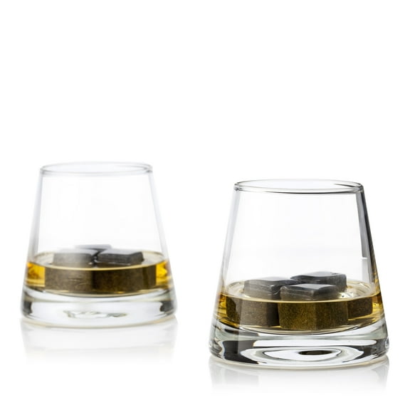 Viski 2 Tumblers and 6 Glacier Rocks Set for Whiskey Spirits, Gifts for Men