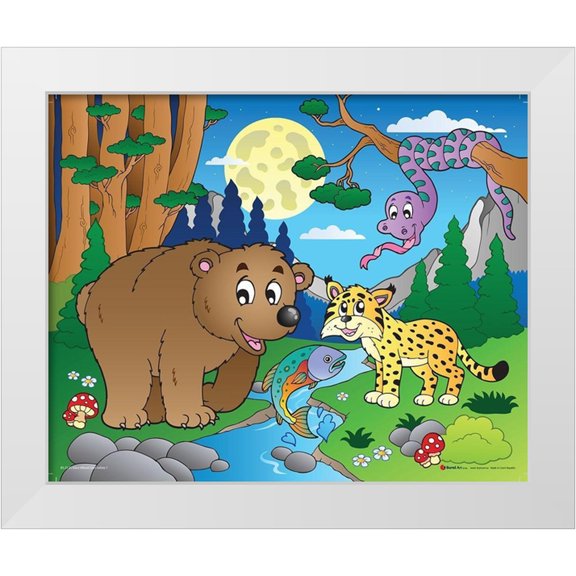 Viskova, Klara 31x26 White Modern Wood Framed Museum Art Print Titled - Wood Animals I