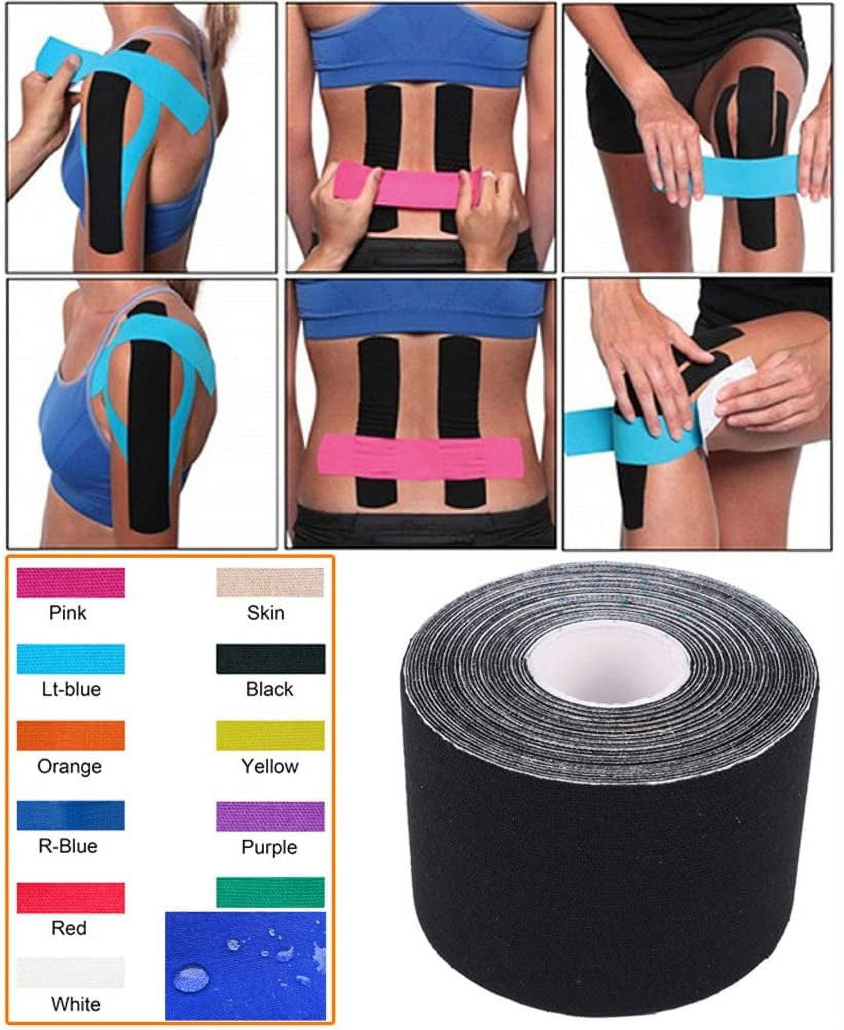 Visland Kinesiology Tape, Waterproof Adhesive Sport Tape for Pain Relief,  Cotton Elastic Athlete Tape for Exercise Fitness Muscle & Joints Support