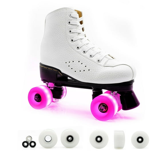 Visland 1/4/8Pcs LED Light up Roller Skate Wheels with Bearings Luminous Quad Roller Skate Wheels for Double Row Skating and Skateboard
