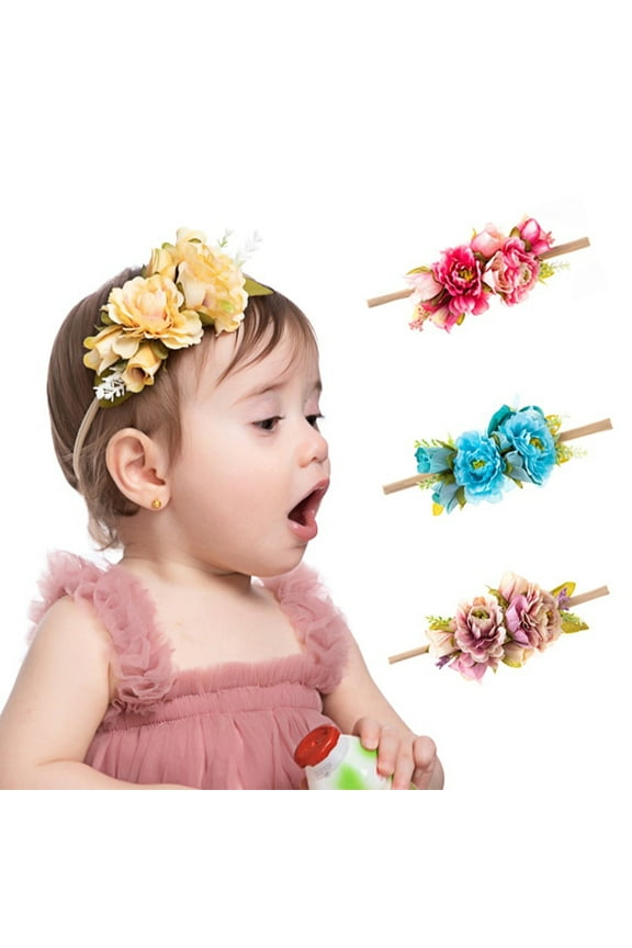 1/4 PCS Flower Girl Headband for Wedding, Baby's Breath Hair Piece, Rose Gold Headpiece for Birthday Party, Photography，Fashion Hair Accessories for Newborn Infants Toddlers