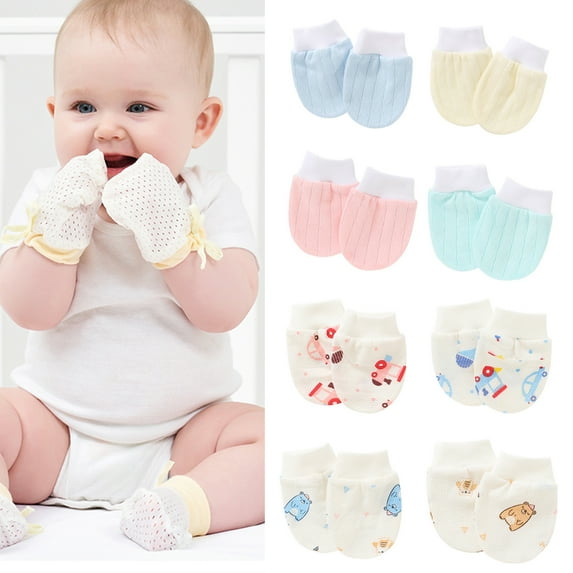 Visland 1/5 Pair Newborn Baby Mittens Baby Scratch Gloves for Baby Handsocks No-Scratch Protective Cotton Newborn Baby Caps Mittens for Baby