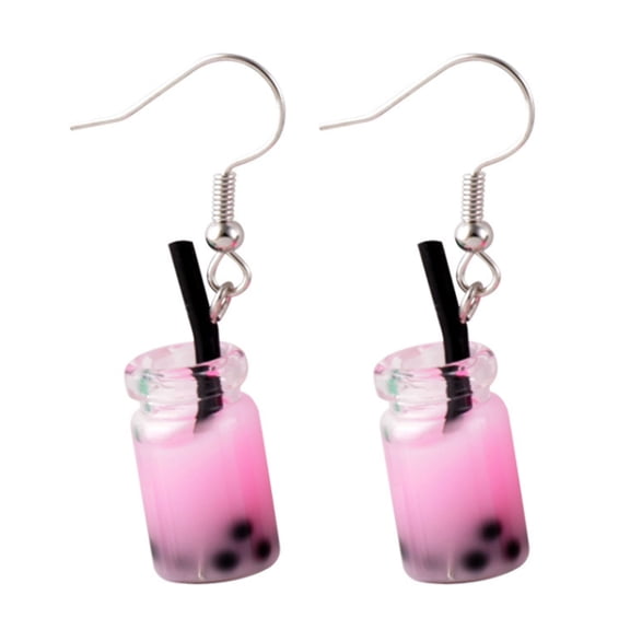 Visland 1 Pair Hook Earrings Funny Cute Simple Style Hypoallergenic Gift Glass Milky Tea Pendant Women Dangle Earrings Fashion Jewelry