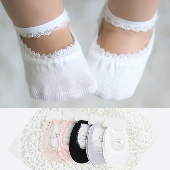 Visland 1 Pair Infant Toddler Lace Socks Baby Girl Breathable Elastic Socks Little Girl Princess Lace Crew Socks