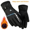thumbnail image 1 of Visland 1 Pair Letter Print Full Finger Thickened Fleece Lining Adjustable Buckle Men Gloves Winter Windproof Non-slip Sports Cycling Gloves, 1 of 8