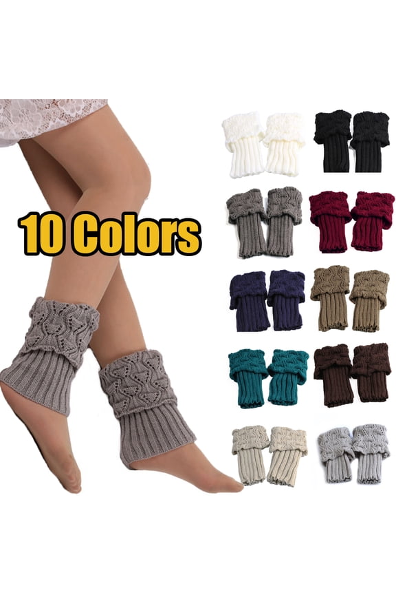1 Pair Women's Crochet Boot Cuffs Autumn Spring Short Socks Toppers Women Crochet Knit Shell Elastic Leg Calf Warmers