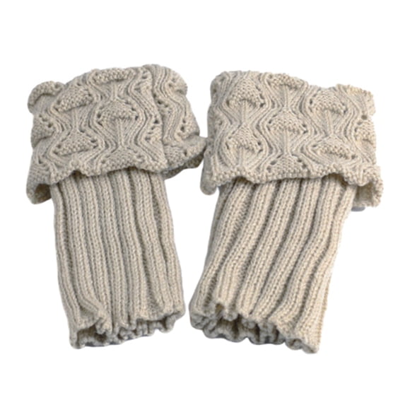 Visland 1 Pair Women's Crochet Boot Cuffs Autumn Spring Short Socks Toppers Women Crochet Knit Shell Elastic Leg Calf Warmers