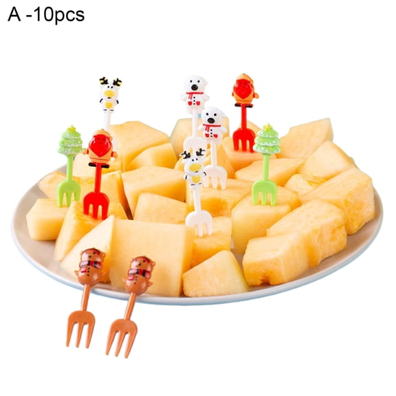 Visland 1 Set Fruit Fork Easy to Clean Non-slip Cartoon Lovely Ergonomic Animal Farm Car Fruit Fork for Home