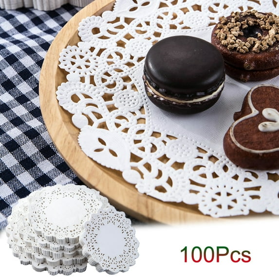 Visland 10.5 Inch Round White Paper Lace Doilies for Wedding Table Decorations 100pcs