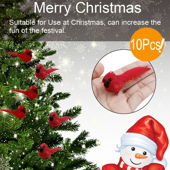Visland 10 PCS 3 6 Inch Artificial Red Birds Clip Christmas Birds Clip for Christmas Tree Ornament Decorations Arts and Crafts