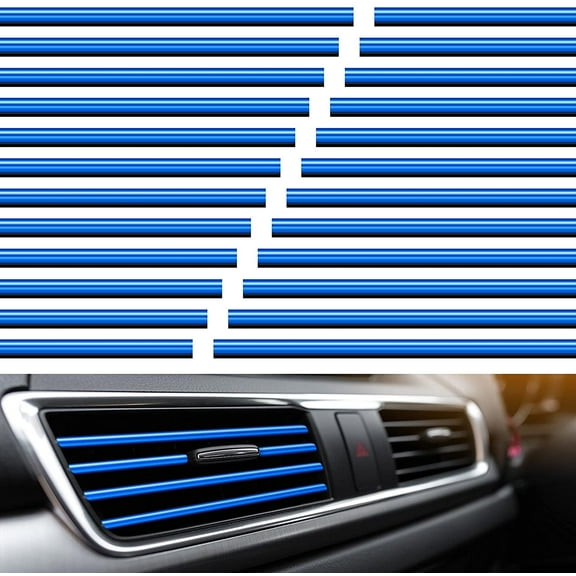 Visland 10 Pieces Car Air Conditioner Vent Outlet Decoration Strips Universal Waterproof Bendable Car Vent Outlet Trim Decoration Car Interior Accessories for Straight Air Vent Outlet (Blue)