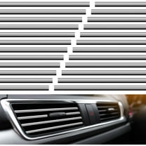 Visland 10 Pieces Car Air Conditioner Vent Outlet Decoration Strips Universal Waterproof Bendable Car Vent Outlet Trim Decoration Car Interior Accessories for Straight Air Vent Outlet (Silver)