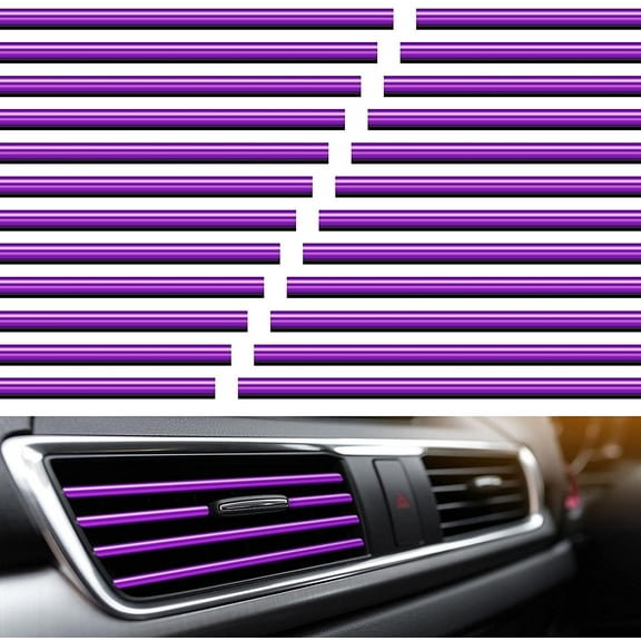 Visland 10 Pieces Car Air Conditioner Vent Outlet Decoration Strips Universal Waterproof Bendable Car Vent Outlet Trim Decoration Car Interior Accessories for Straight Air Vent Outlet (Purple)